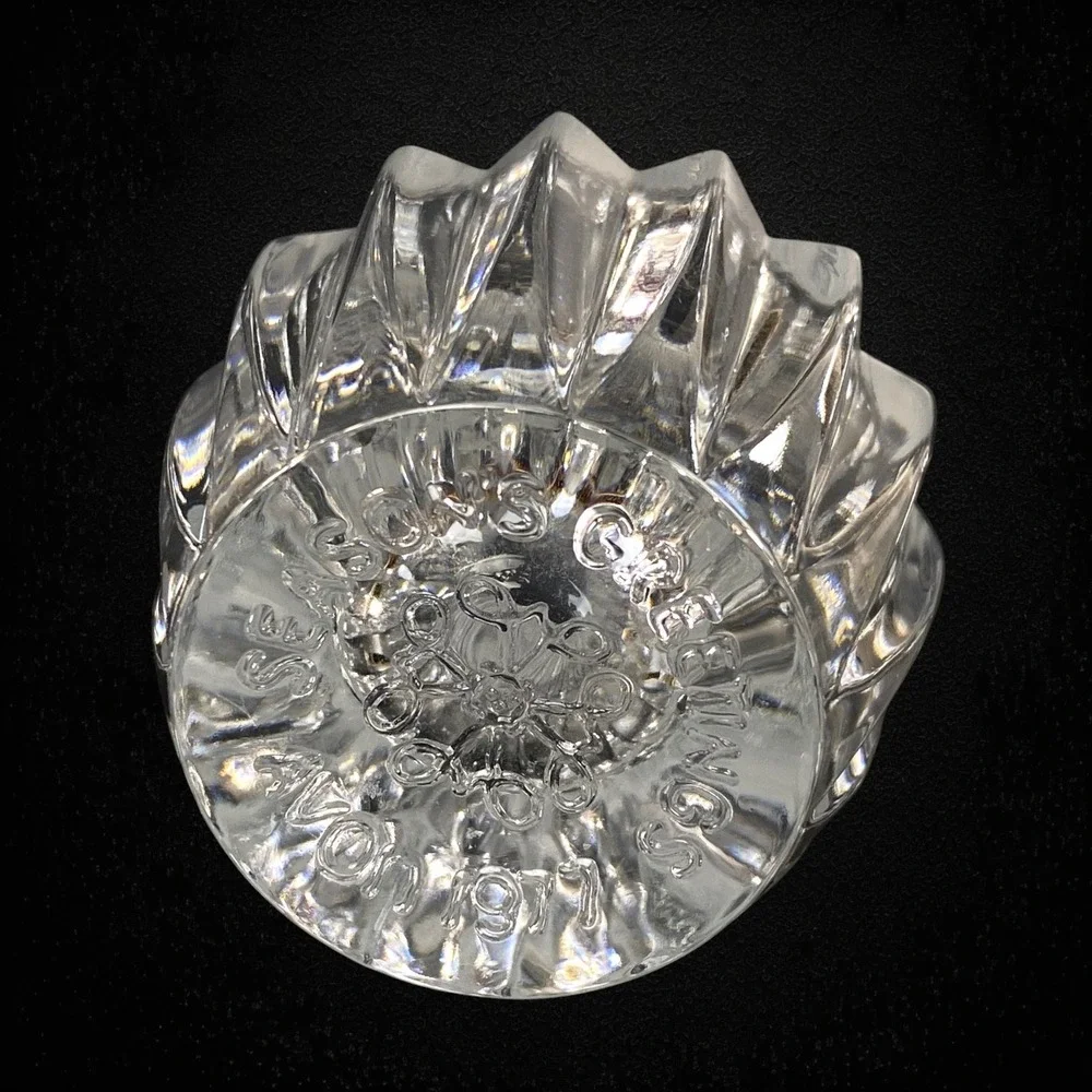 Avon Seasons Greetings Bud Vase 1977 Clear Pressed Glass Christmas‎ or Anytime